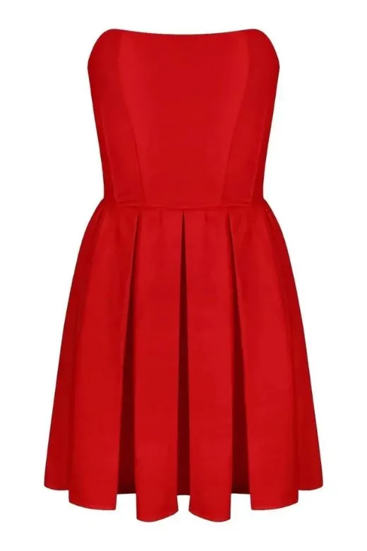 Capri Bodycon Strapless Mini Dress - Lipstick Red