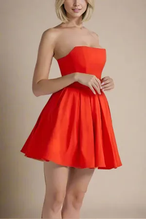 Capri Bodycon Strapless Mini Dress - Lipstick Red