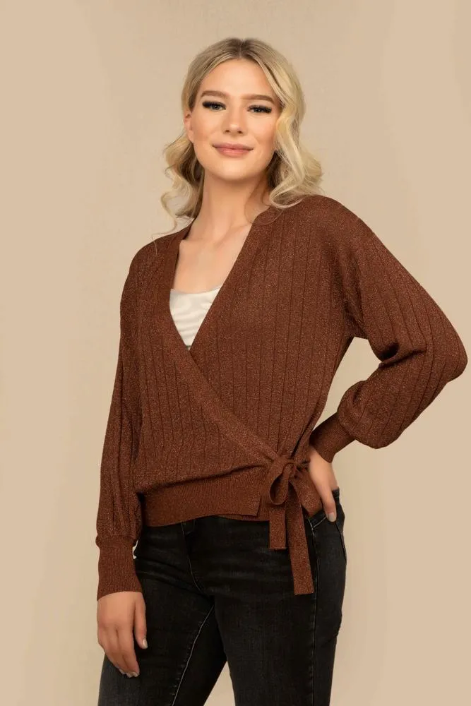 Cardigan Wrap over Rib Lurex