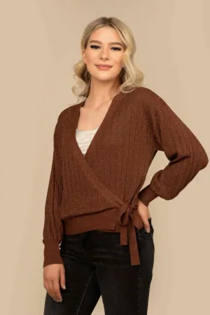Cardigan Wrap over Rib Lurex