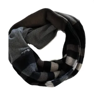 Cashmere Circle Scarf Grey and Browm with Stripes 238