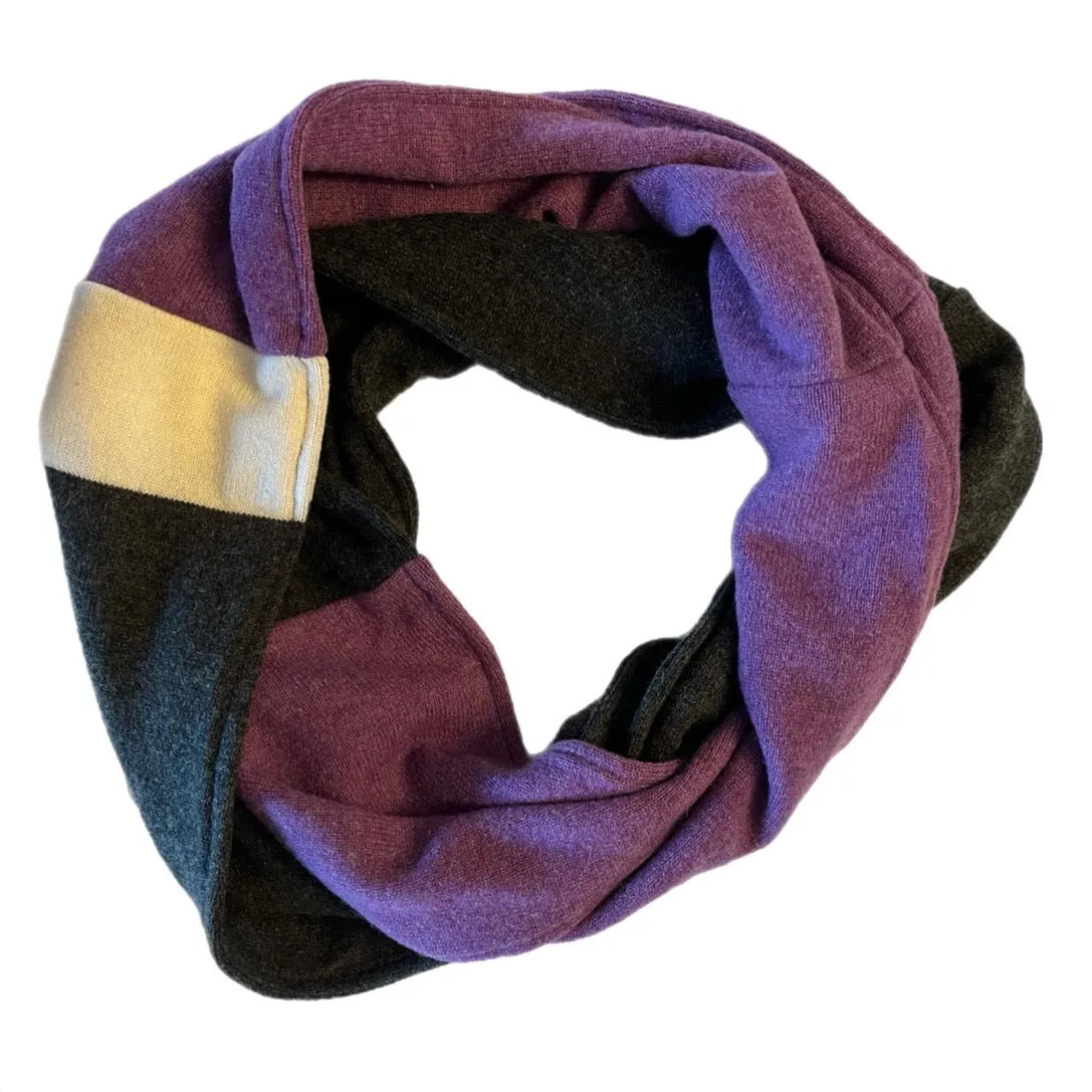 Cashmere Circle Scarf Purple & Charcoal 223