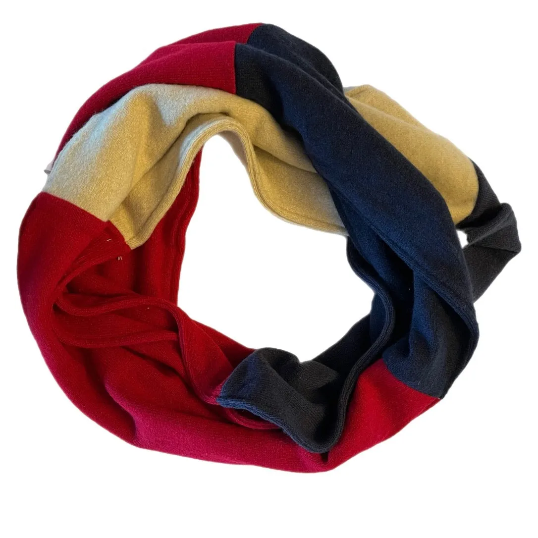 Cashmere Circle Scarf Red & Navy 222