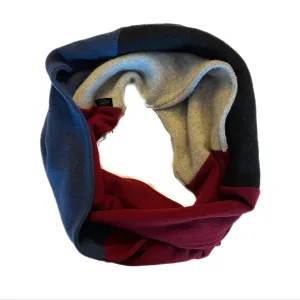 Cashmere Circle Scarf Red, Blue & Grey 212