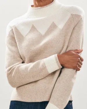 Cashmere Wool Zig Zag Turtle in Cream and Organic Light Brown