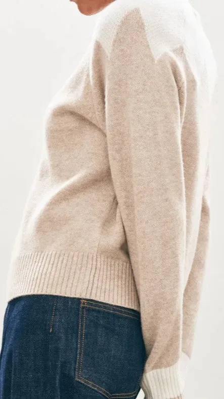 Cashmere Wool Zig Zag Turtle in Cream and Organic Light Brown