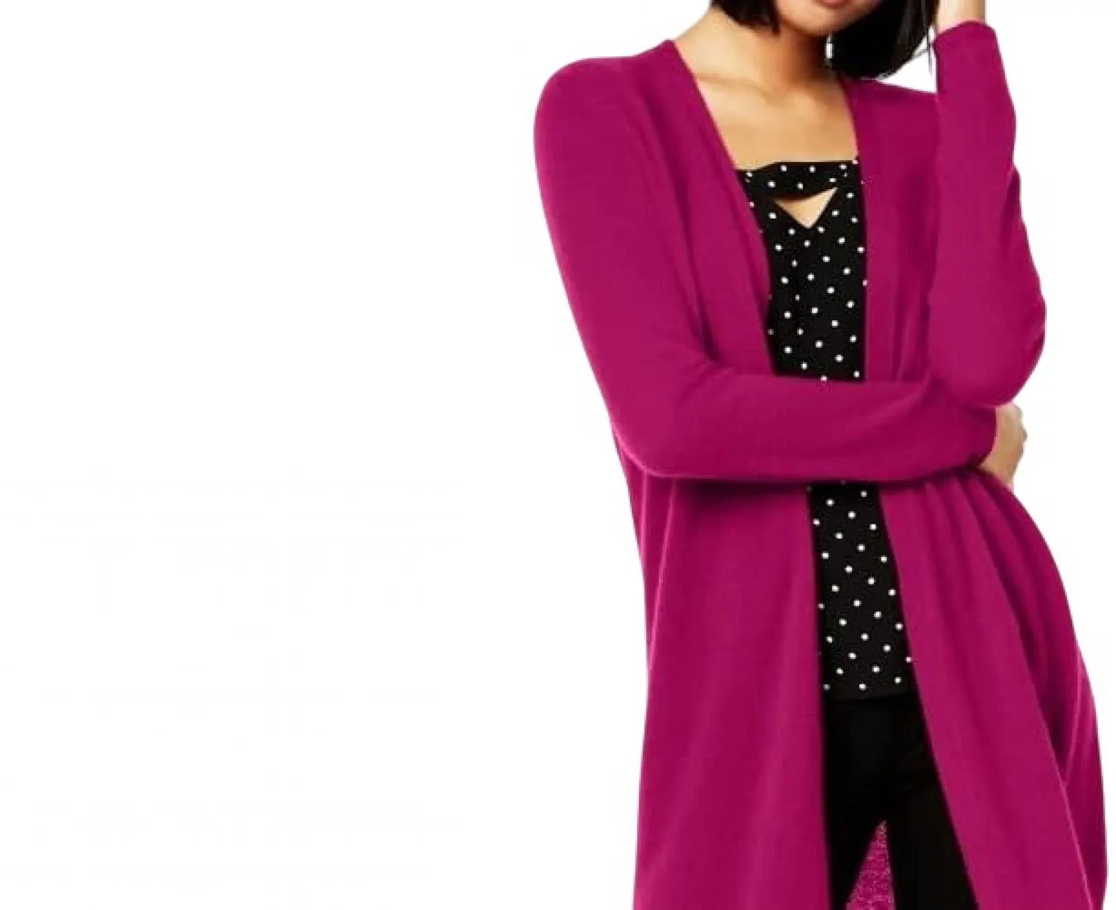 Charter Club Women's Pure Cashmere Duster Cardigan Magenta Purple Pink XL