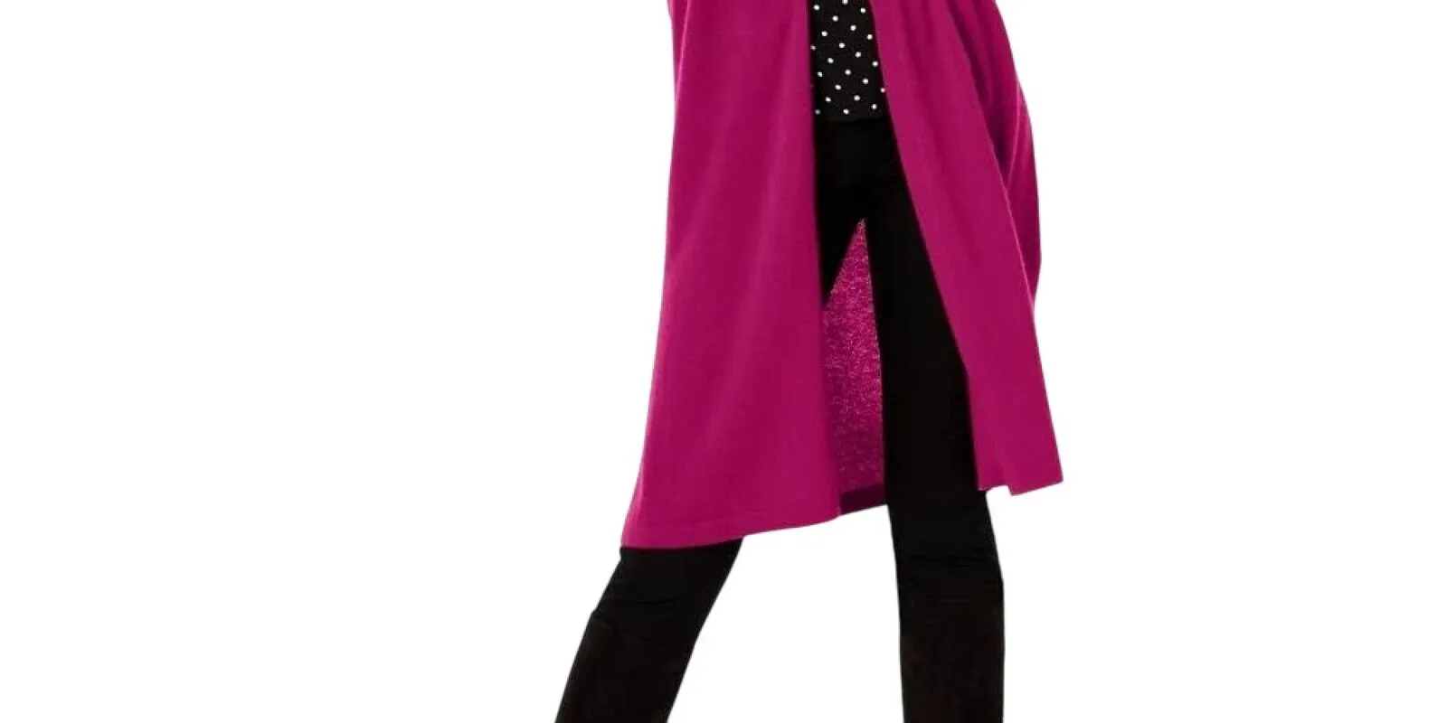 Charter Club Women's Pure Cashmere Duster Cardigan Magenta Purple Pink XL