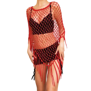 Cherry Red Versatile Poncho (One Size)