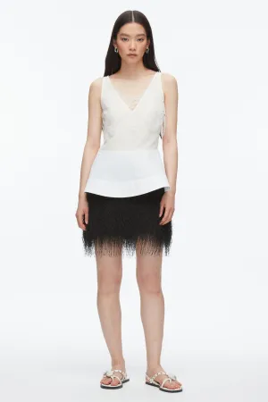 Chiffon Peplum Tank with Lace