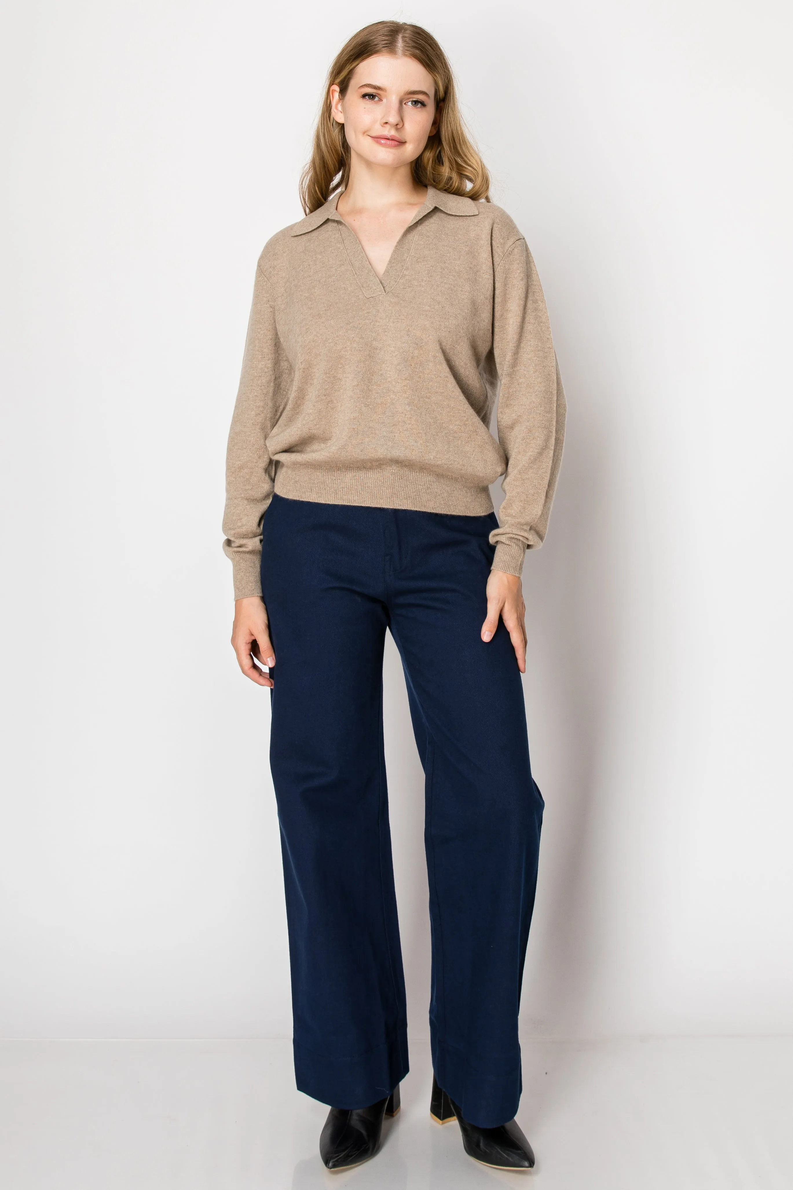 Christina Cashmere Polo Sweater