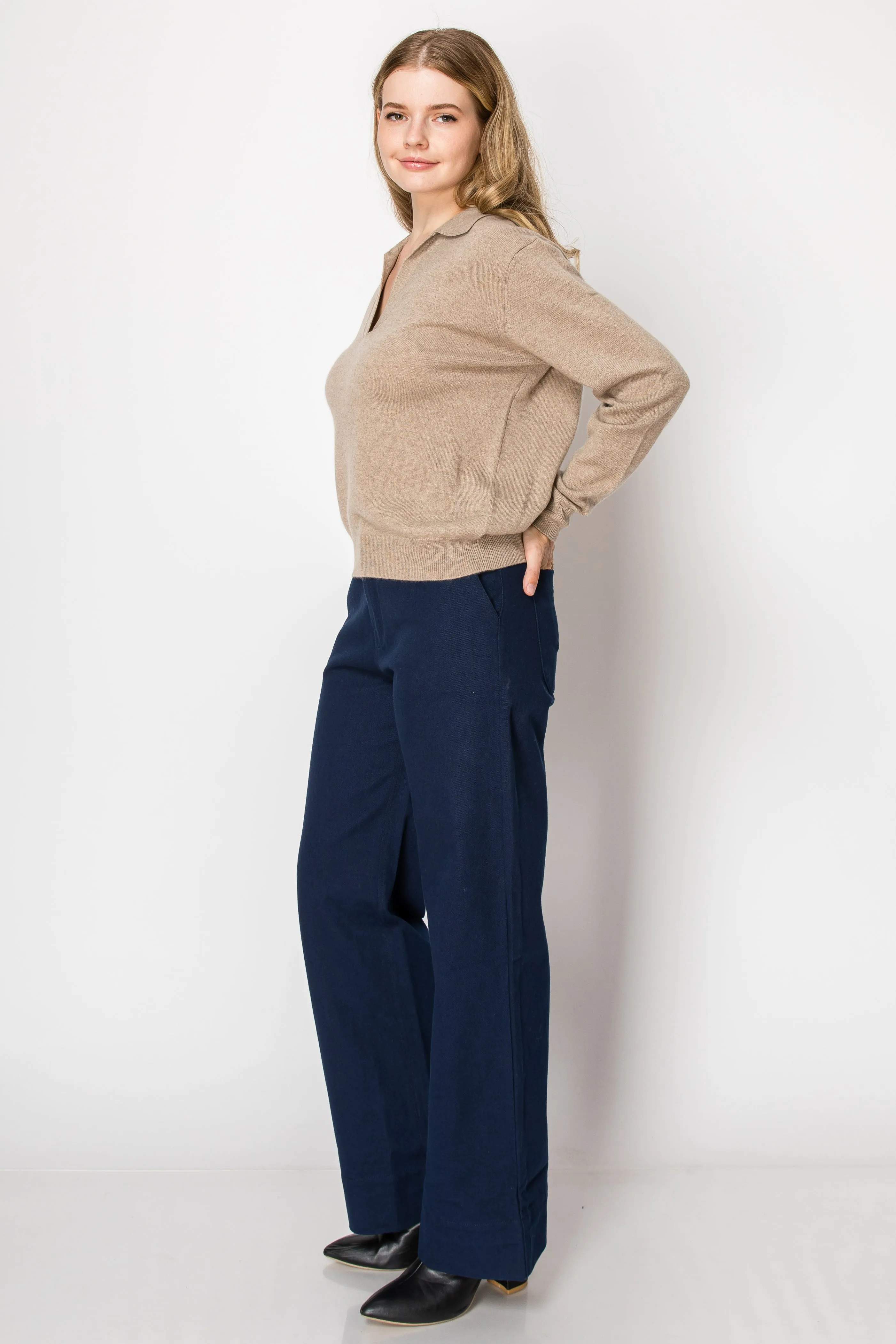 Christina Cashmere Polo Sweater