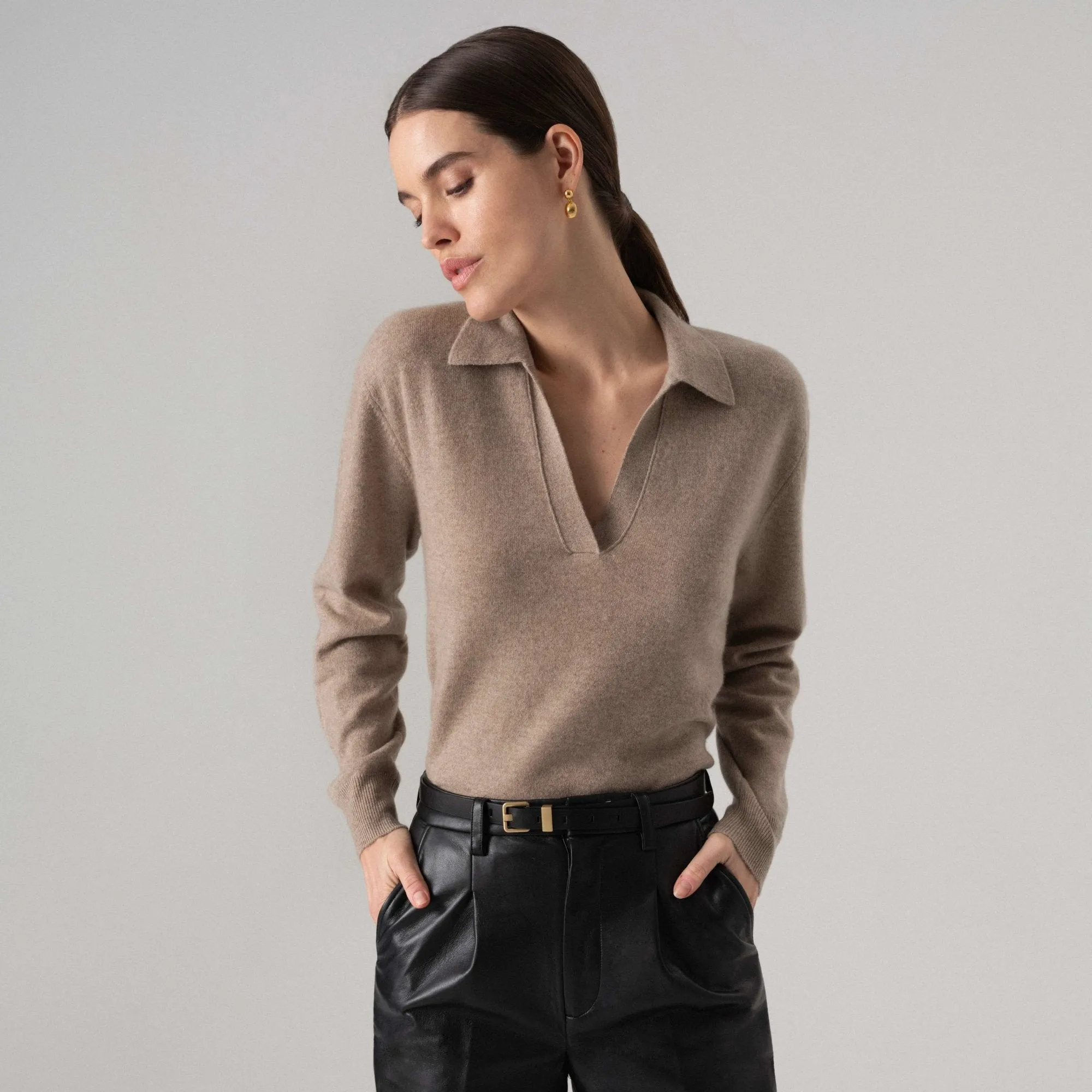 Christina Cashmere Polo Sweater