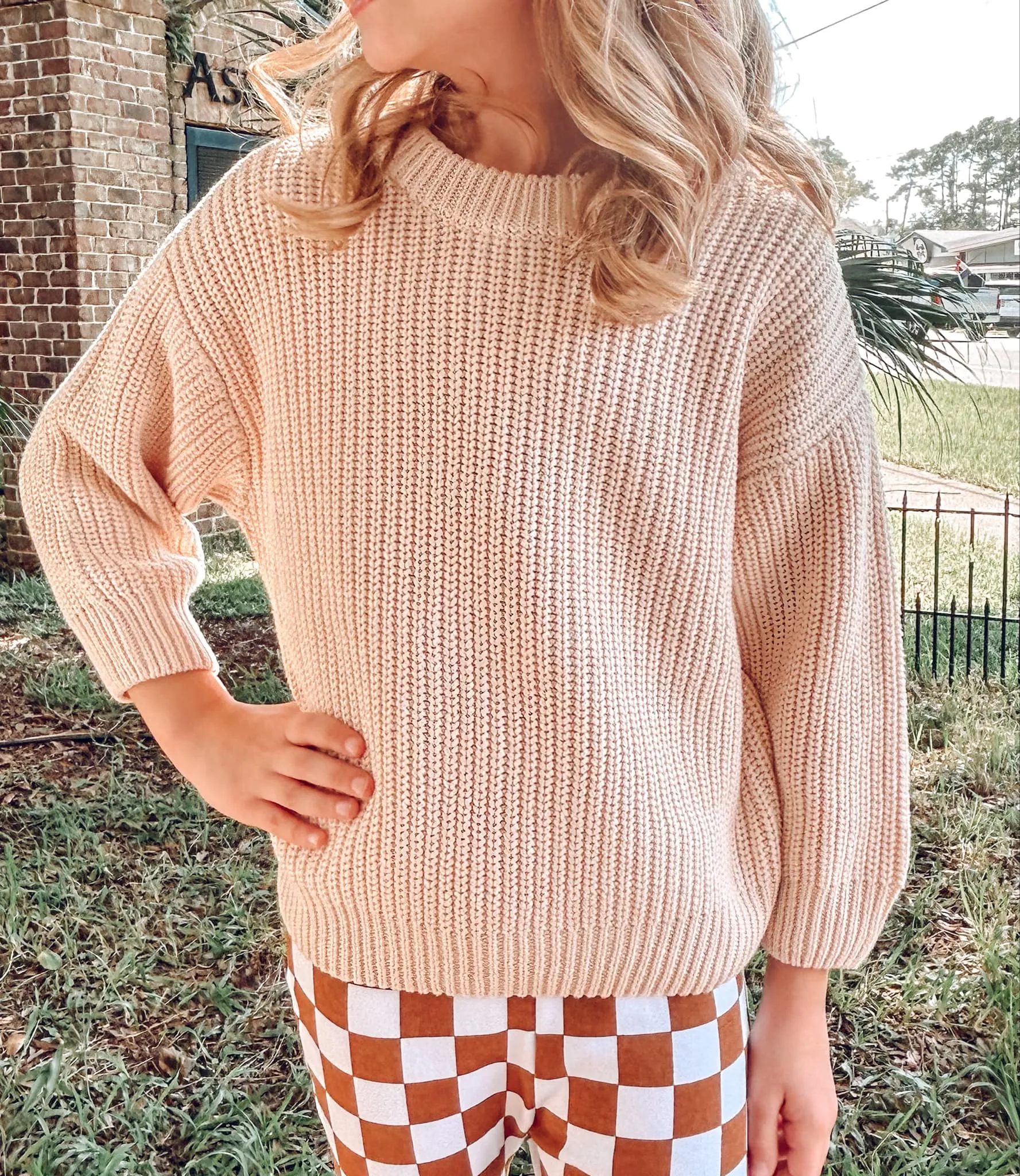 Chunky Knit Girls Sweater | Vanilla