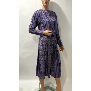 Ciaosport Vintage Set Size 6 Purple Blouse And pleated Skirts geometric/floral