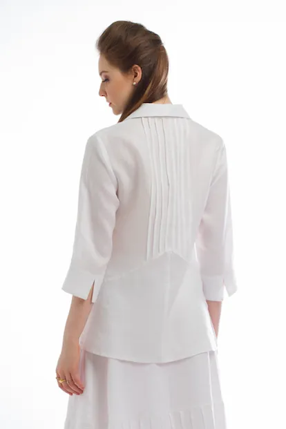 Classic Button Down Linen Shirt (Ivory) Style # 1777