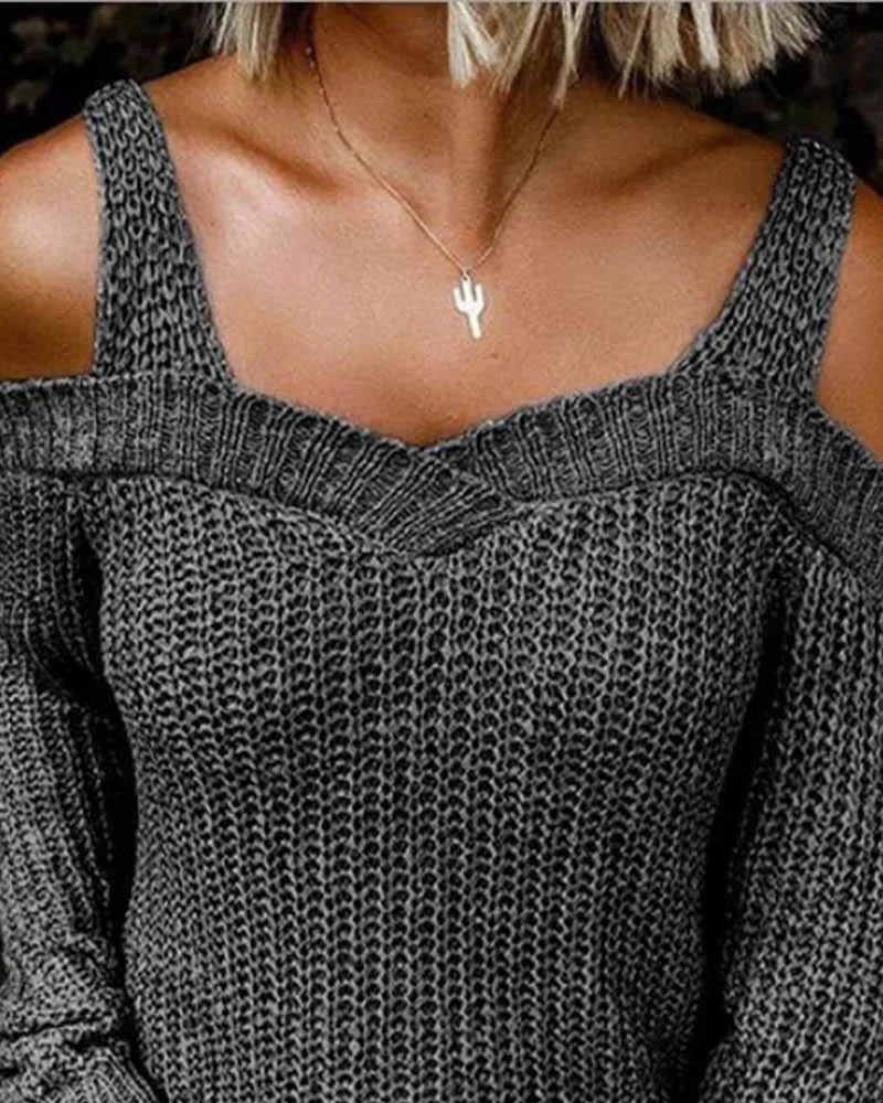 Cold Shoulder Chunky Knit Sweater