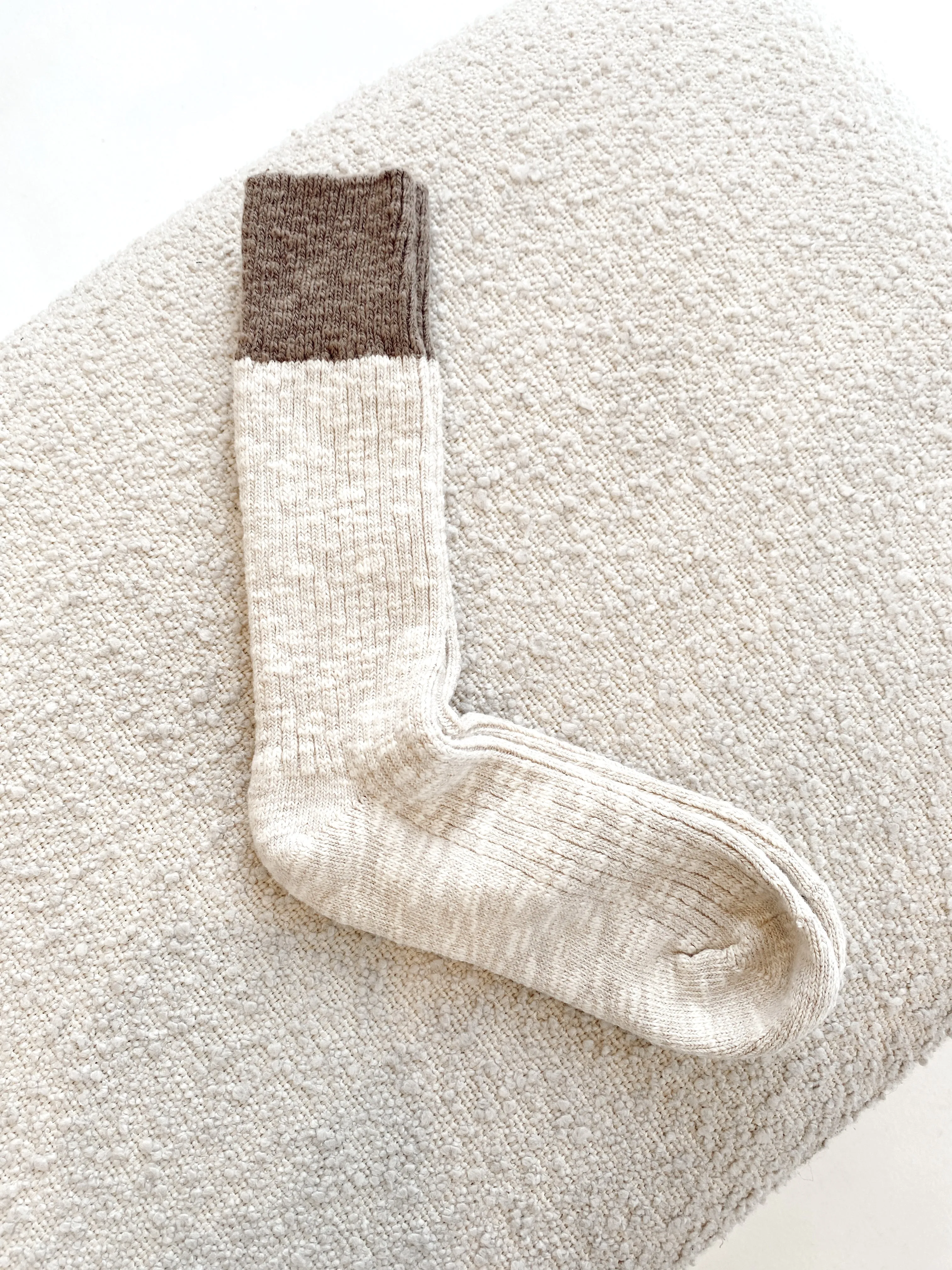 Colour Block Cottage Socks - Oatmeal/ Flax