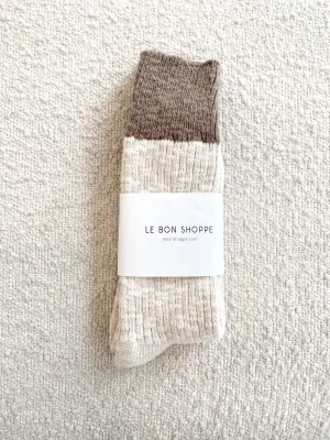 Colour Block Cottage Socks - Oatmeal/ Flax