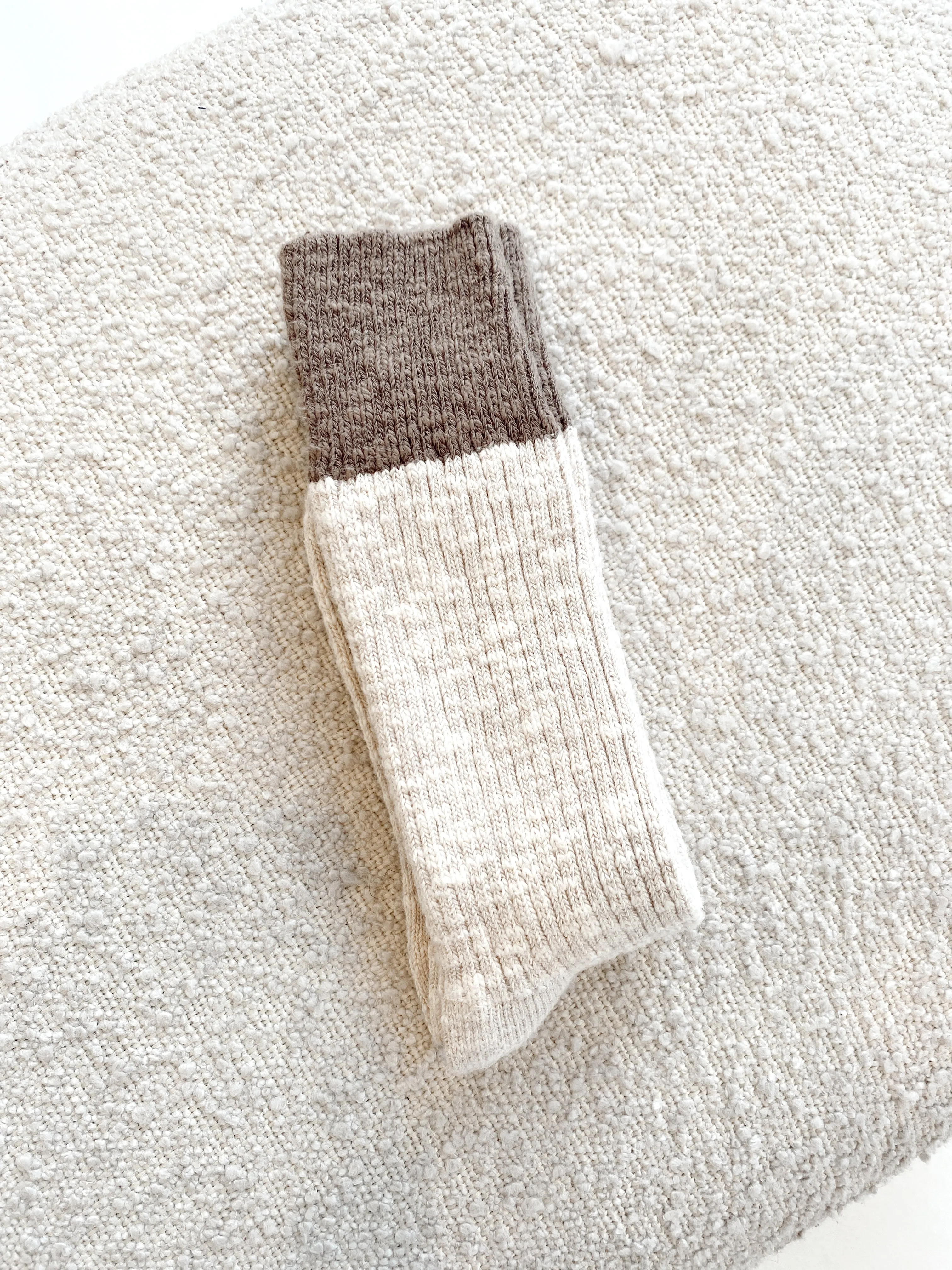 Colour Block Cottage Socks - Oatmeal/ Flax