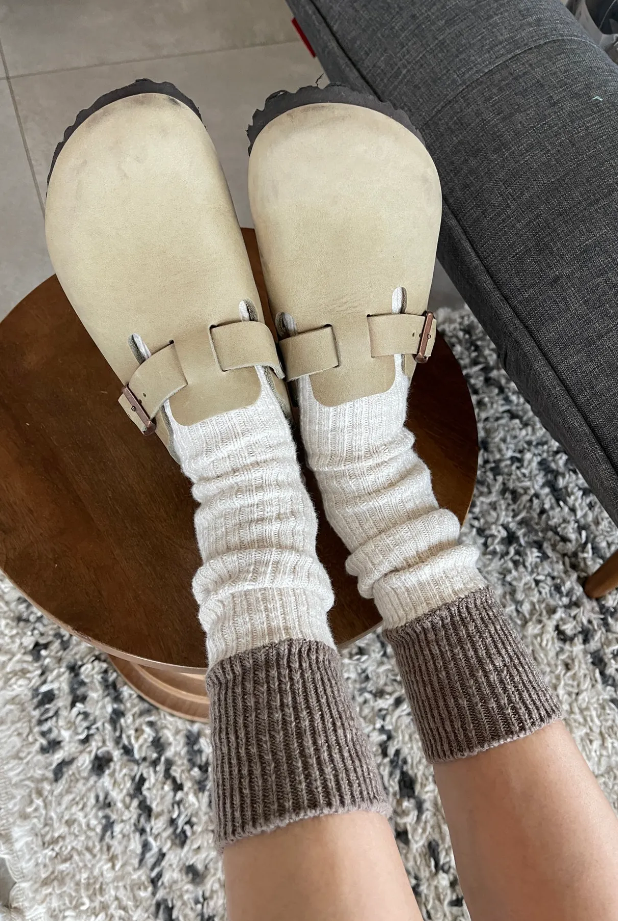 Colour Block Cottage Socks - Oatmeal/ Flax