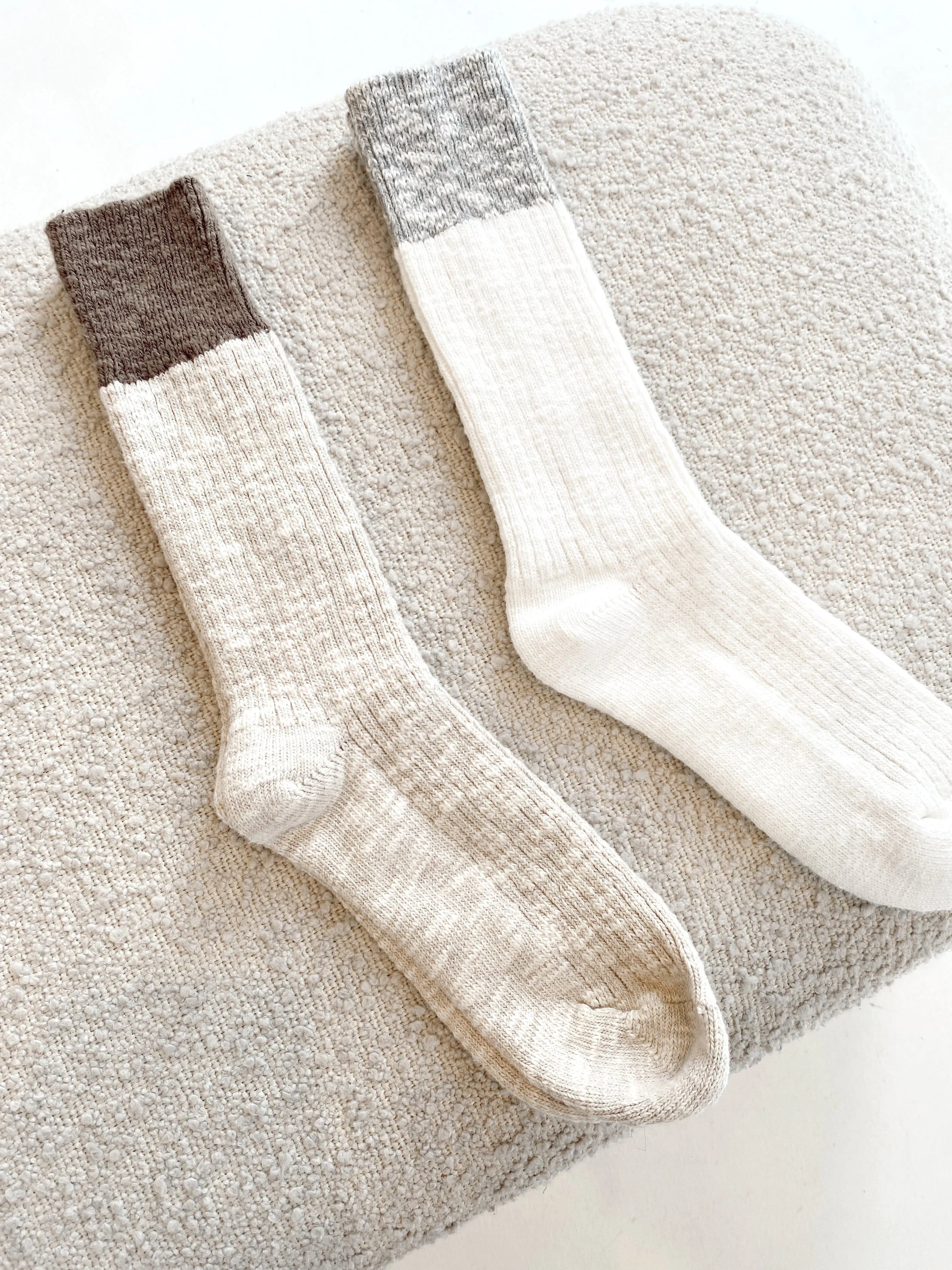 Colour Block Cottage Socks - Oatmeal/ Flax