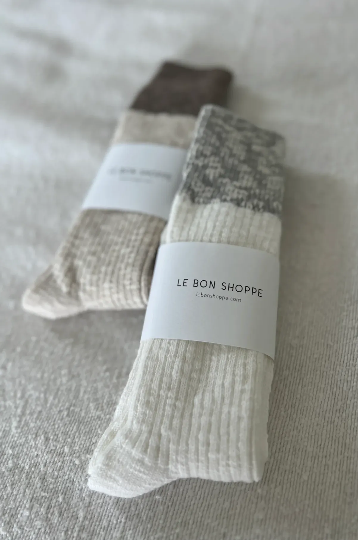 Colour Block Cottage Socks - Oatmeal/ Flax