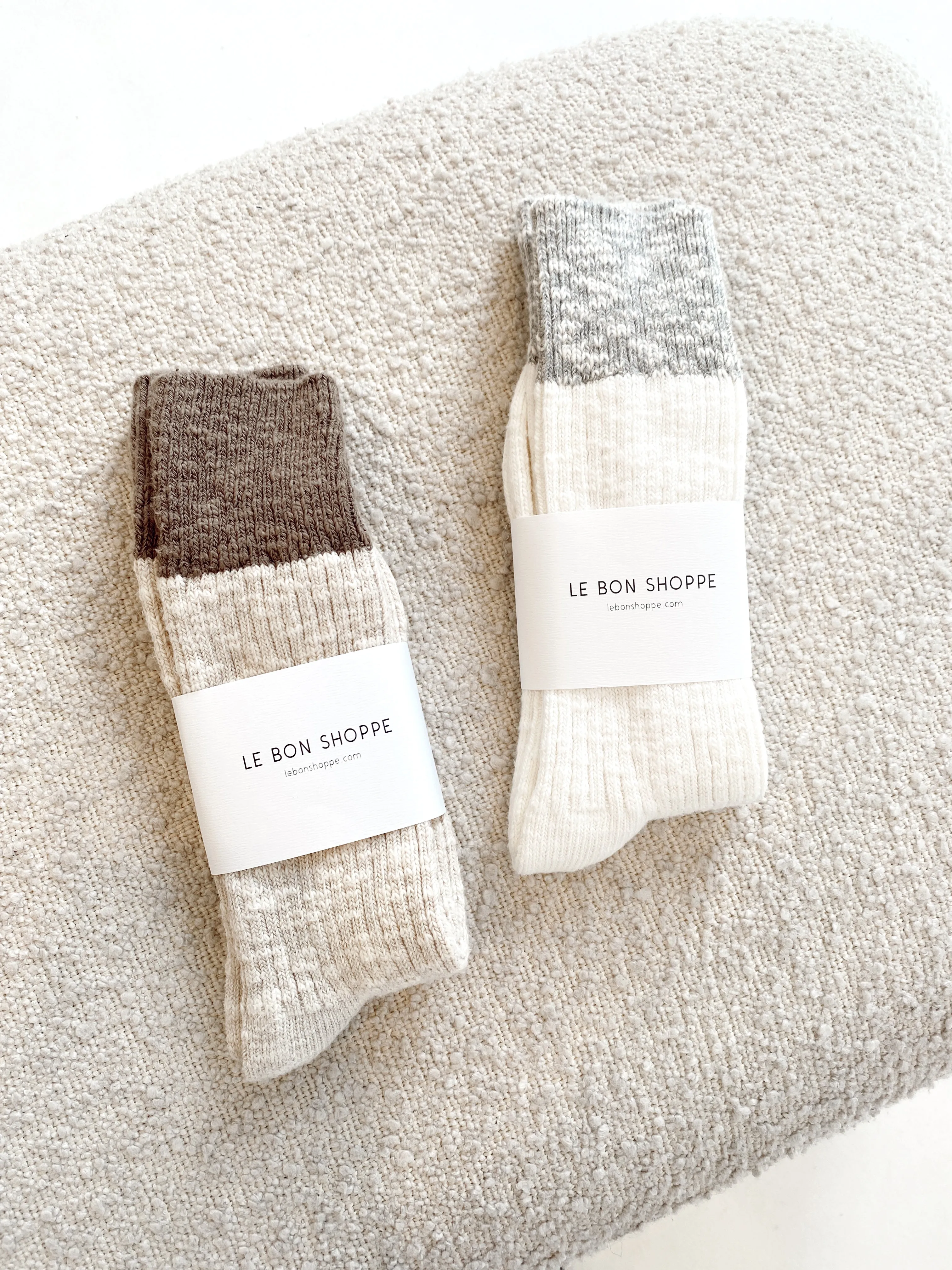 Colour Block Cottage Socks - Oatmeal/ Flax