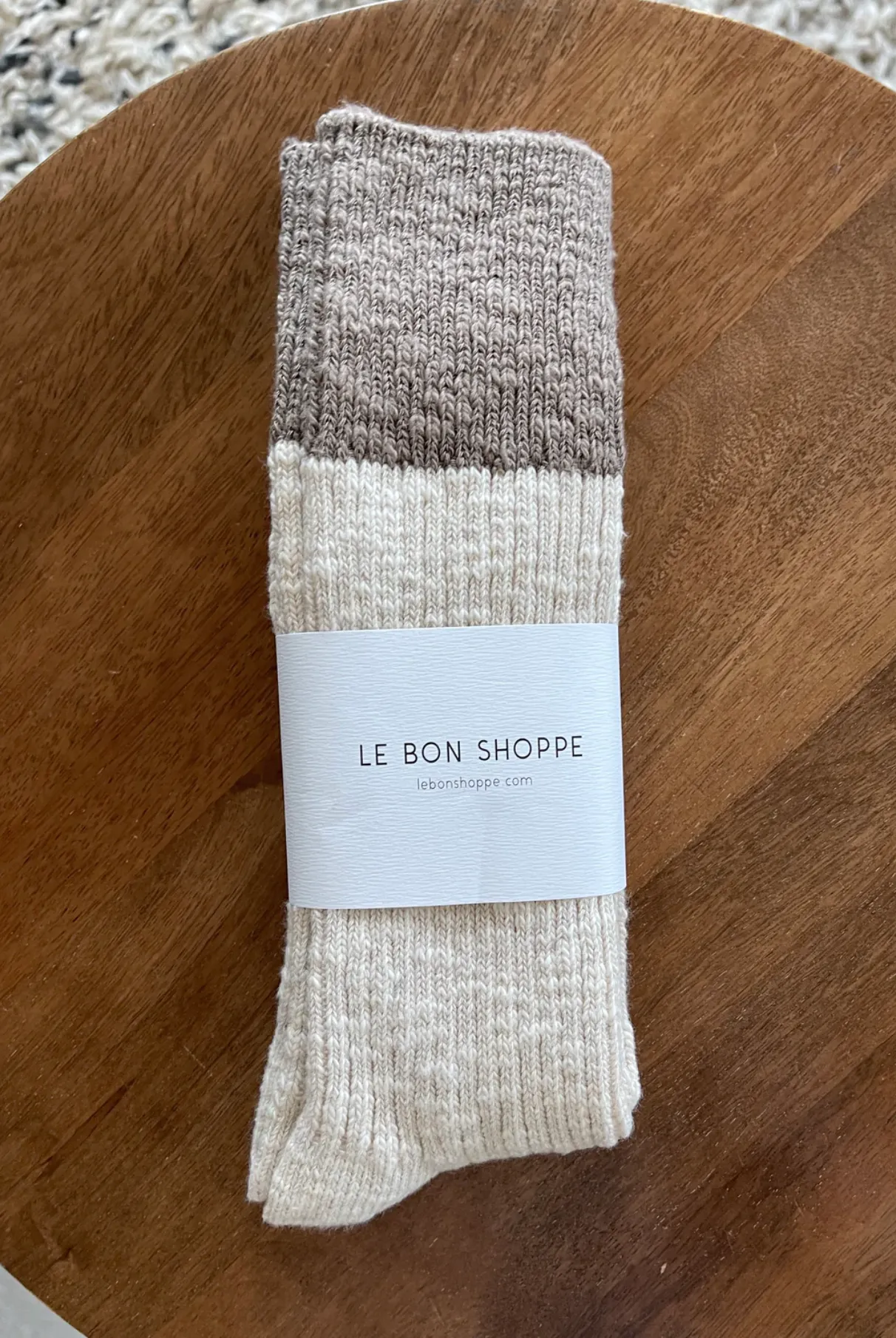 Colour Block Cottage Socks - Oatmeal/ Flax