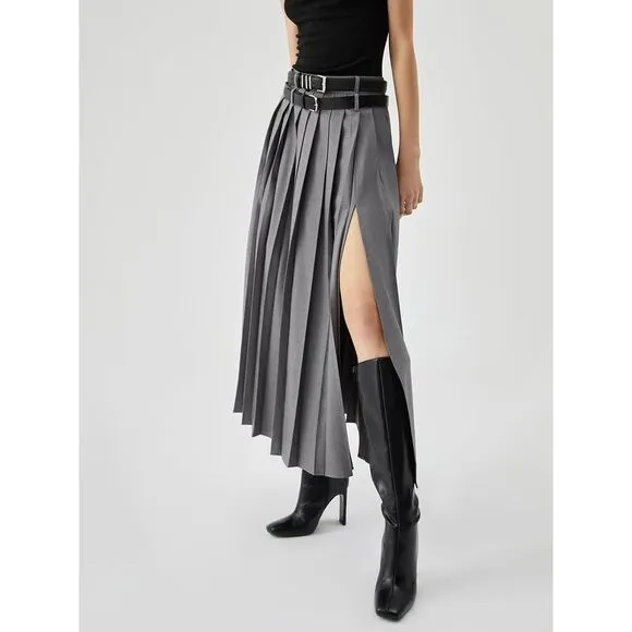 Commense Pleated Split Maxi Skirt Without Belt size S