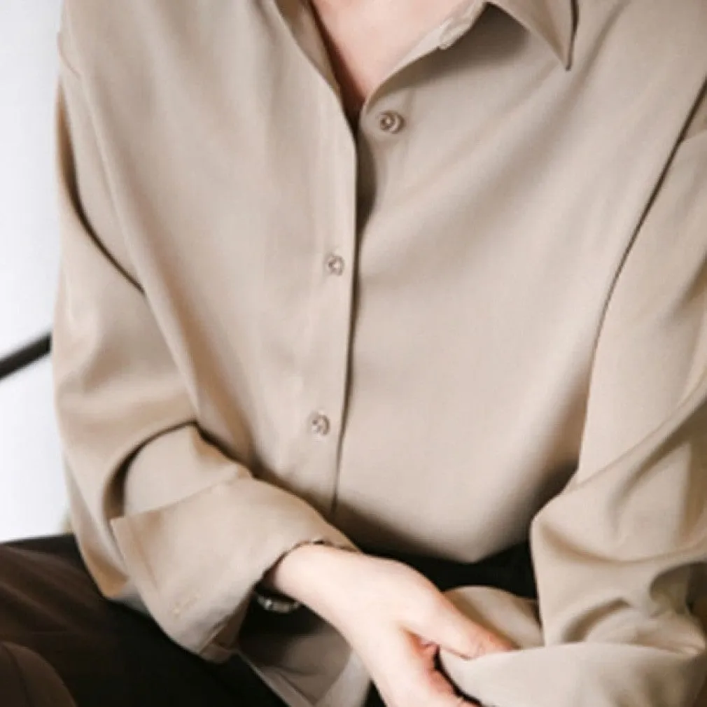 ContiNent 33 Autumn Fashion Button Up Satin Silk Shirt Vintage Blouse Women White Lady Long Sleeves Female Loose Street Shirts