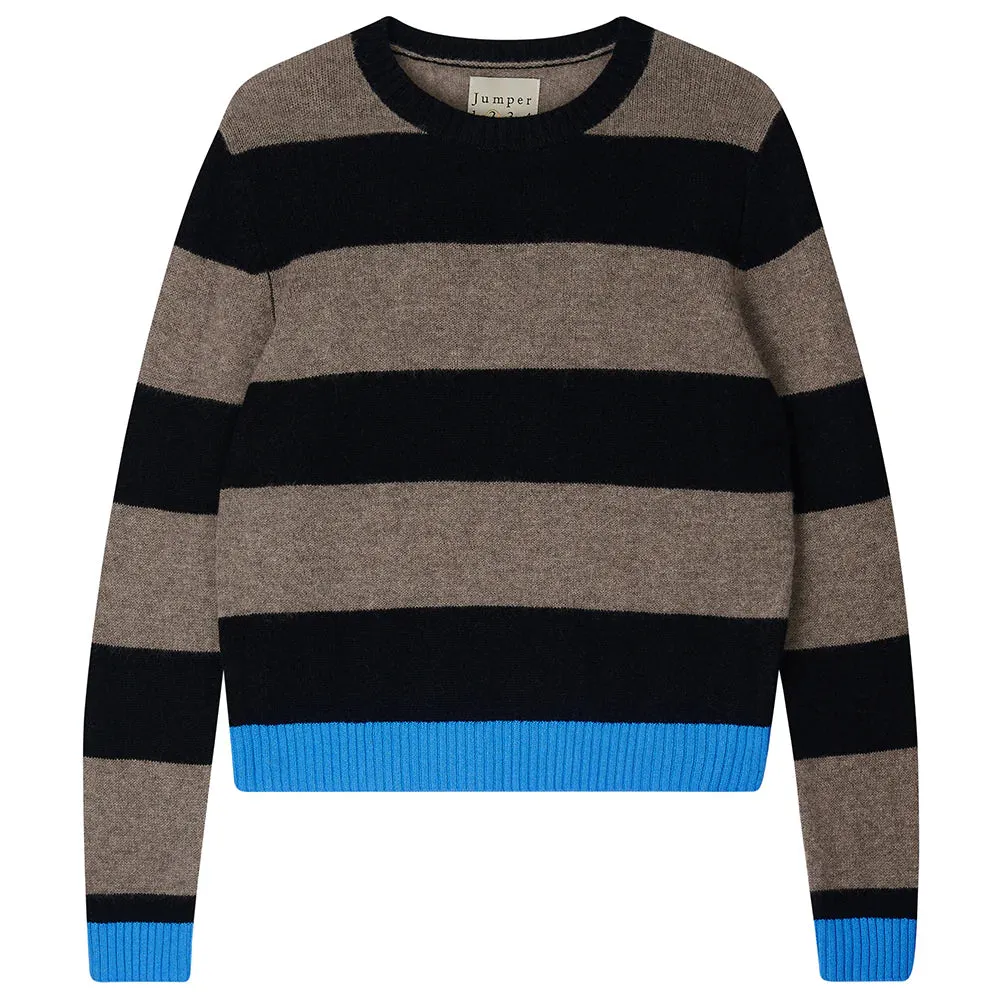 Contrast Stripe Crew Sweater