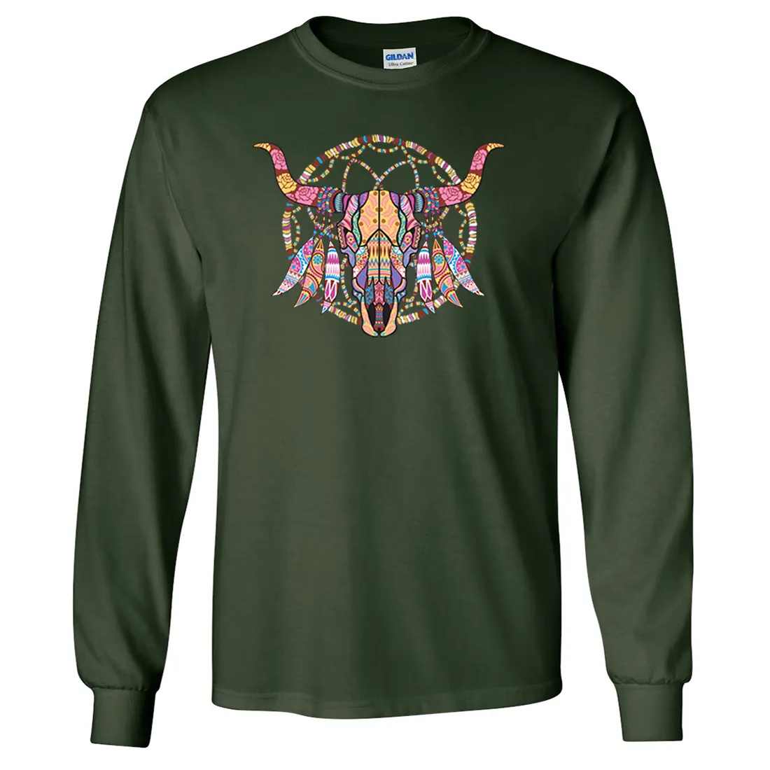 Cow Skull Mosaic Long Sleeve Shirt