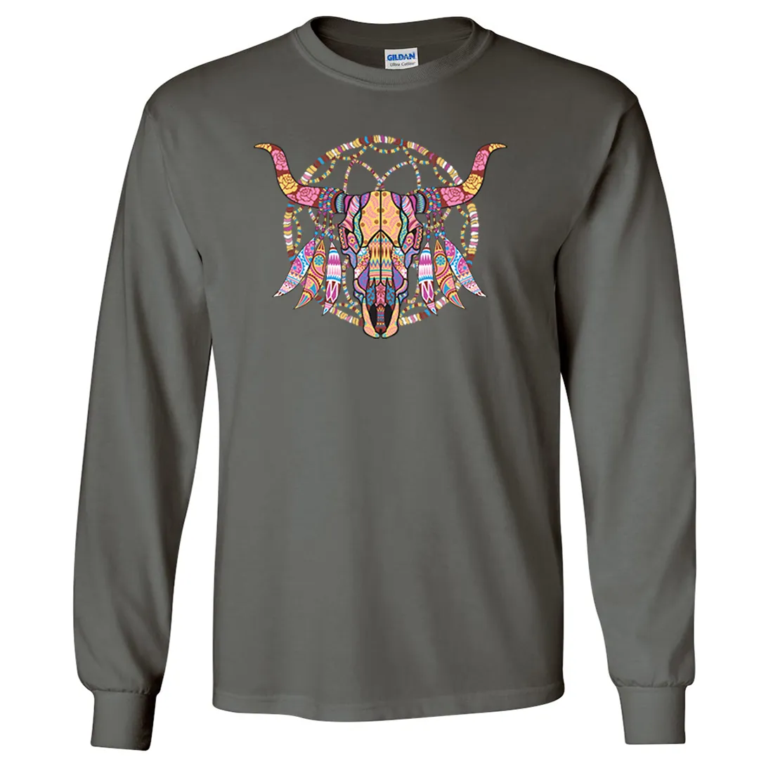 Cow Skull Mosaic Long Sleeve Shirt