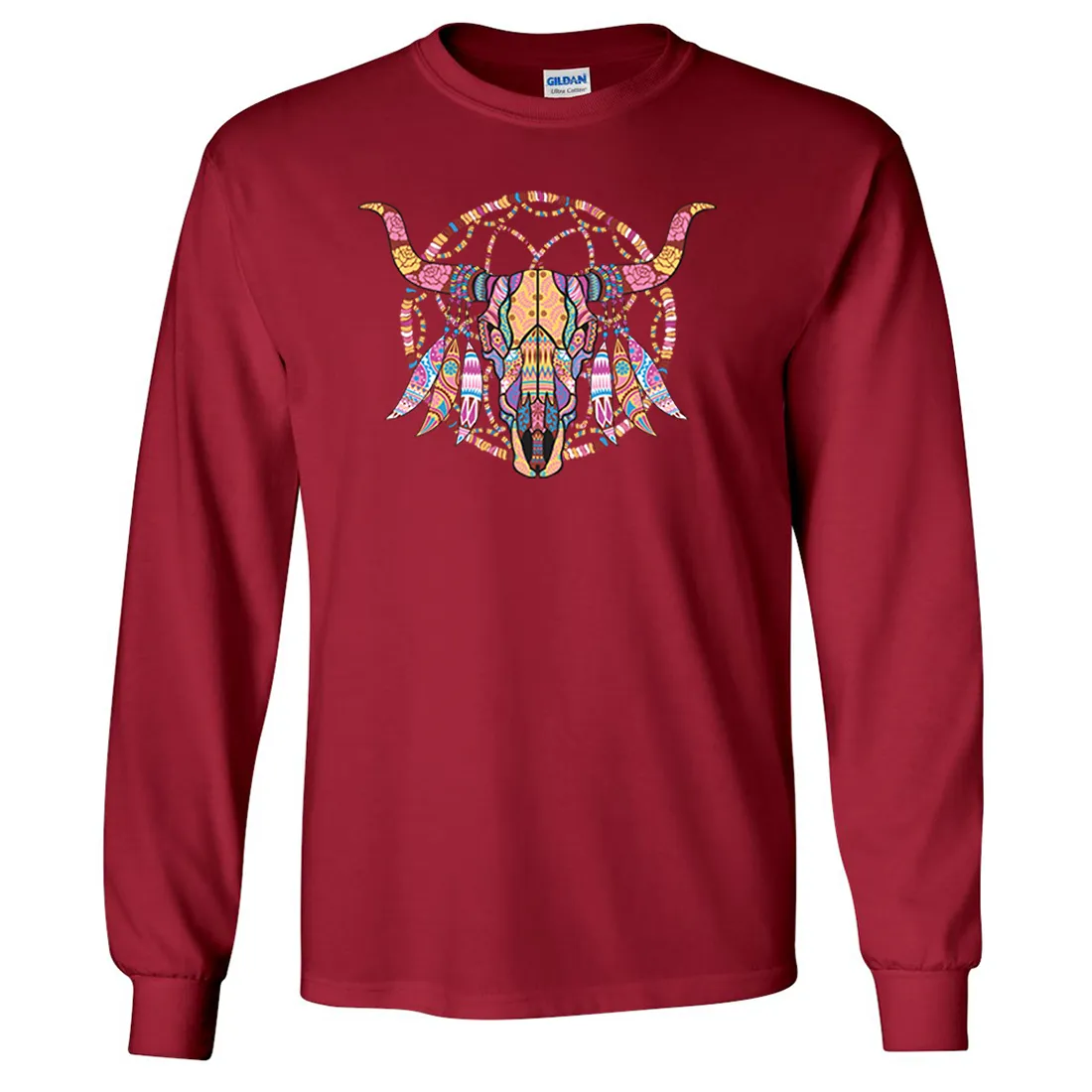 Cow Skull Mosaic Long Sleeve Shirt