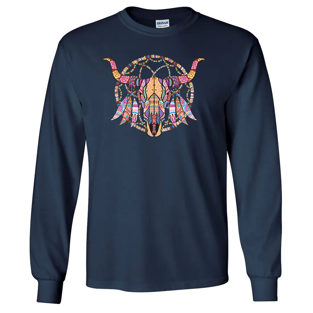 Cow Skull Mosaic Long Sleeve Shirt