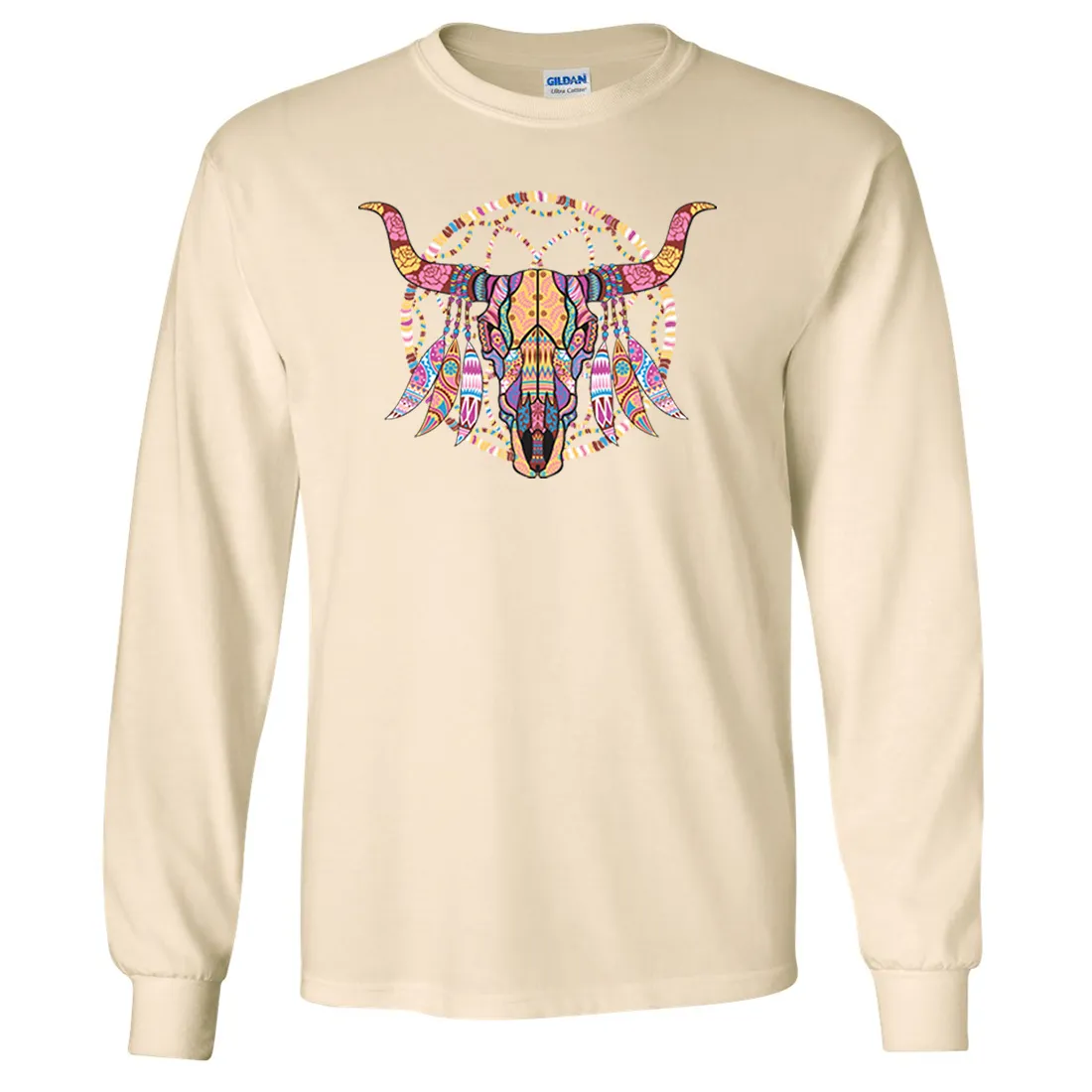 Cow Skull Mosaic Long Sleeve Shirt