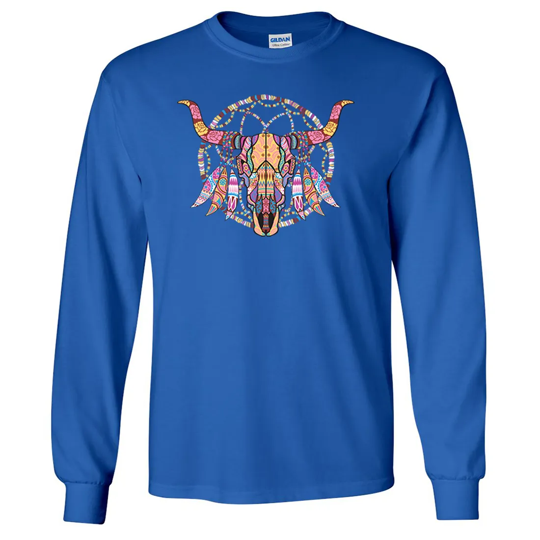 Cow Skull Mosaic Long Sleeve Shirt