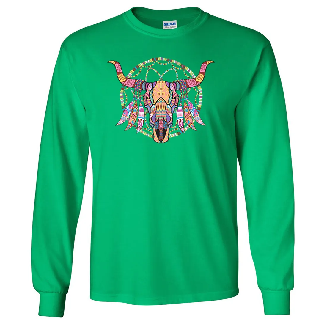 Cow Skull Mosaic Long Sleeve Shirt