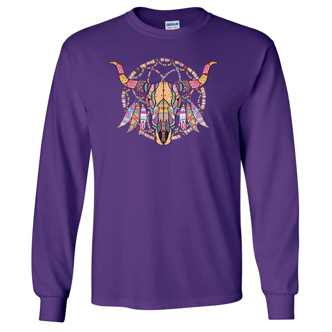 Cow Skull Mosaic Long Sleeve Shirt