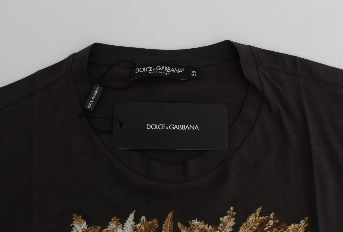 Crewneck 2015 Motive Print Dark Gray Cotton T-shirt