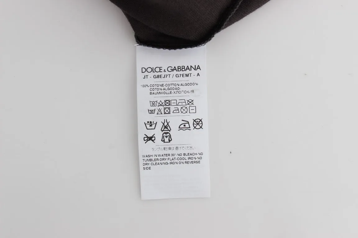 Crewneck 2015 Motive Print Dark Gray Cotton T-shirt