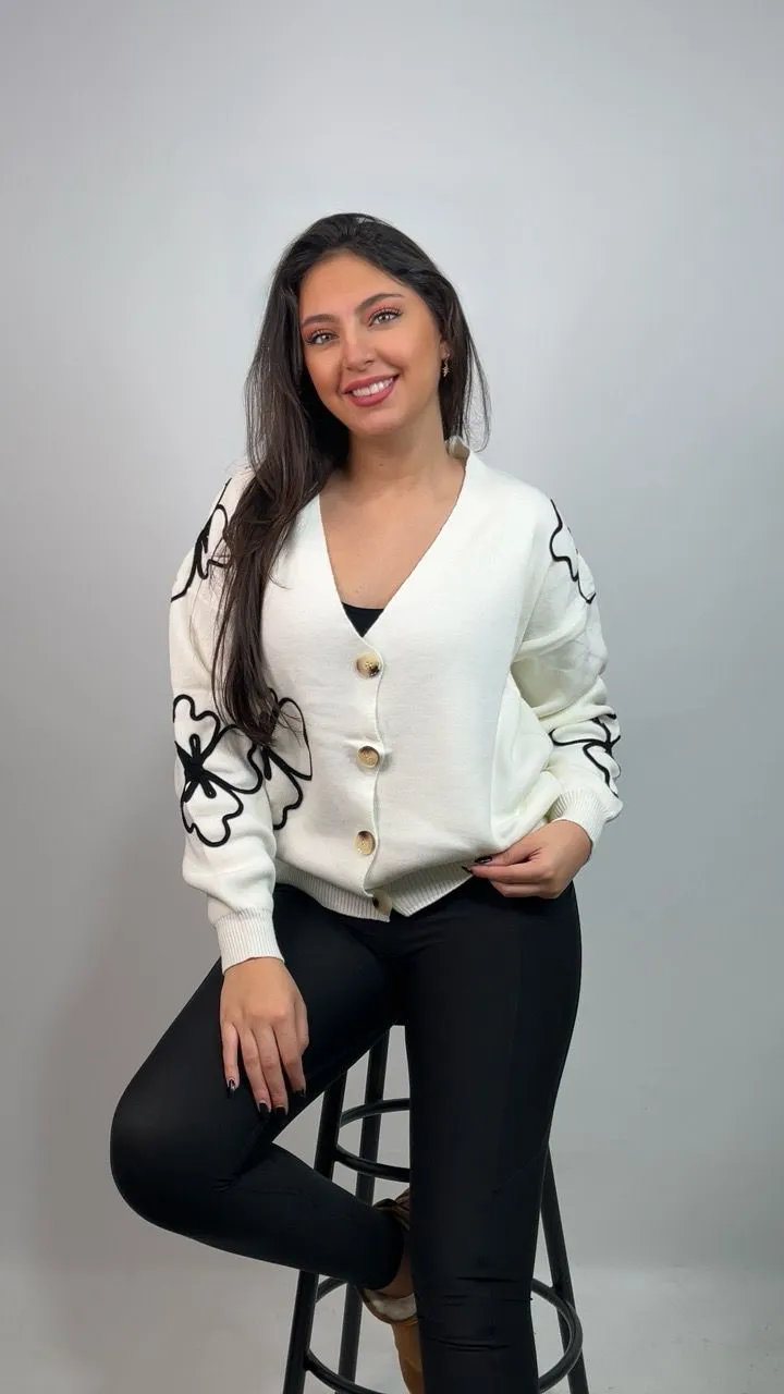 Cropped Floral Cardigan