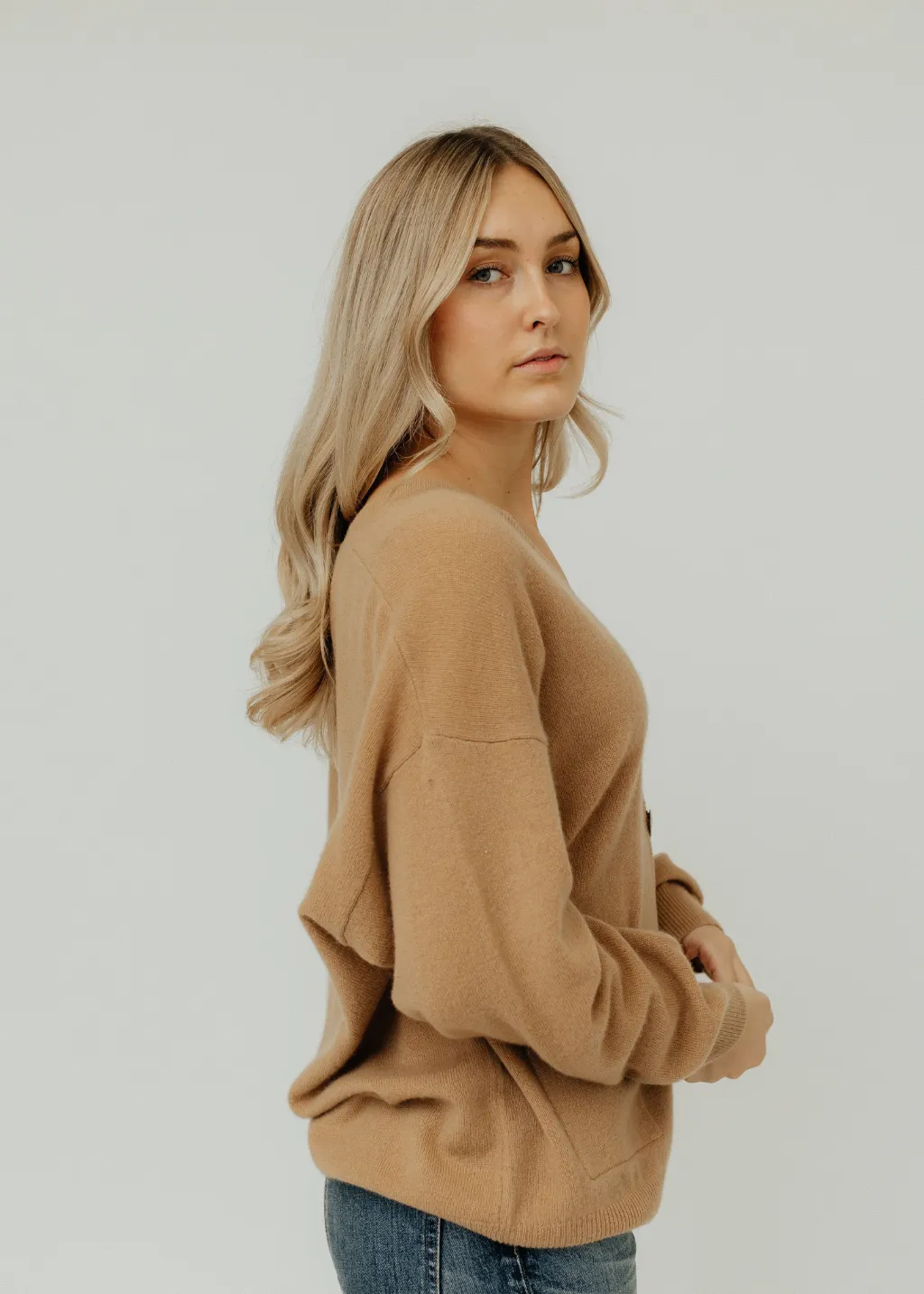 CRUSH Cashmere Cangu Oversized Cardigan in Camel