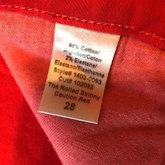 Current Elliot The Rolled Skinny Jeans in Caution Red Size 28