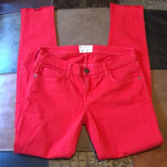Current Elliot The Rolled Skinny Jeans in Caution Red Size 28