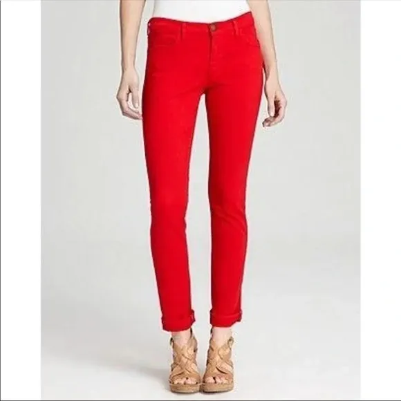 Current Elliot The Rolled Skinny Jeans in Caution Red Size 28
