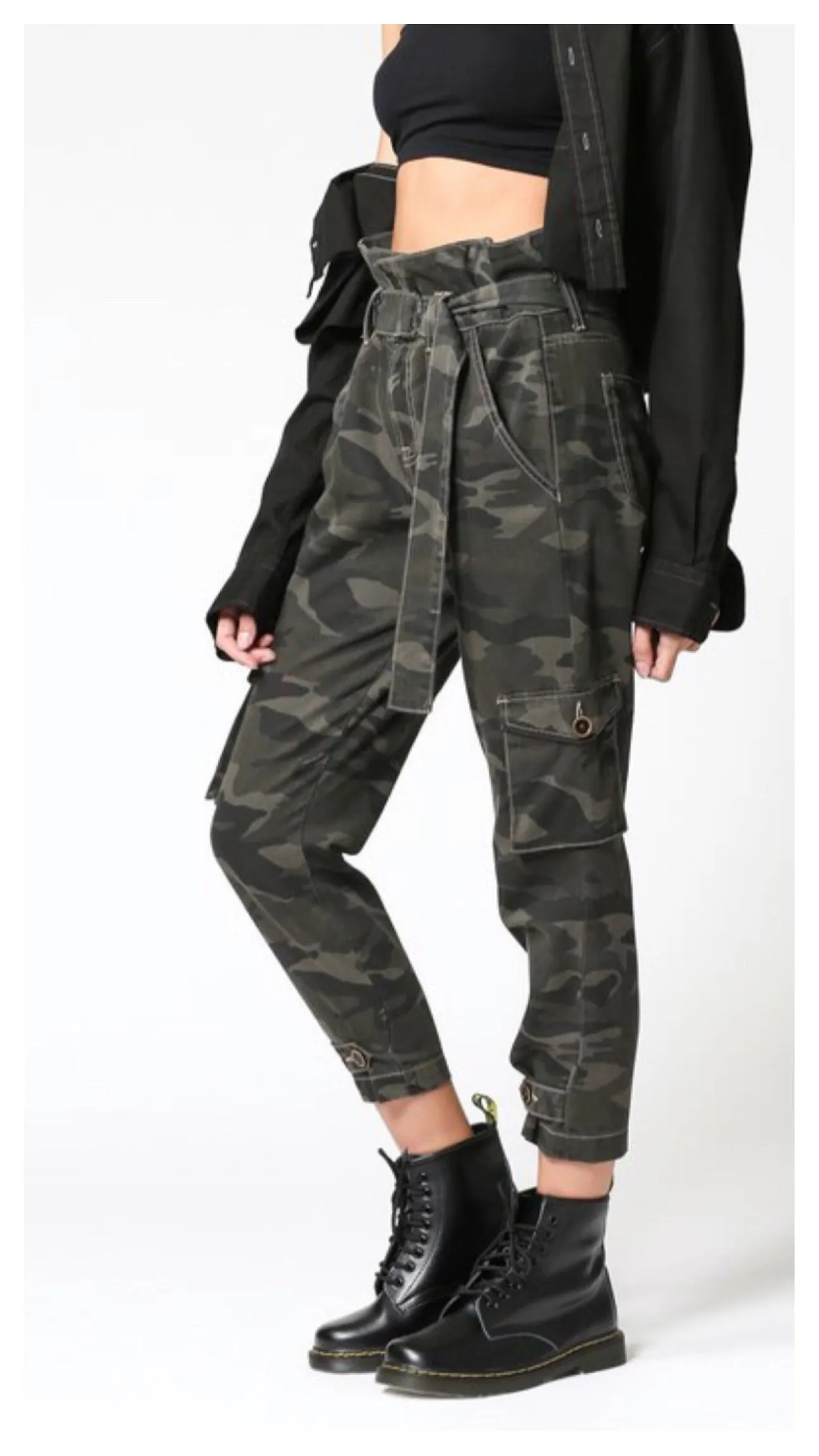 Cute in Camo High Rise Paperbag Jean