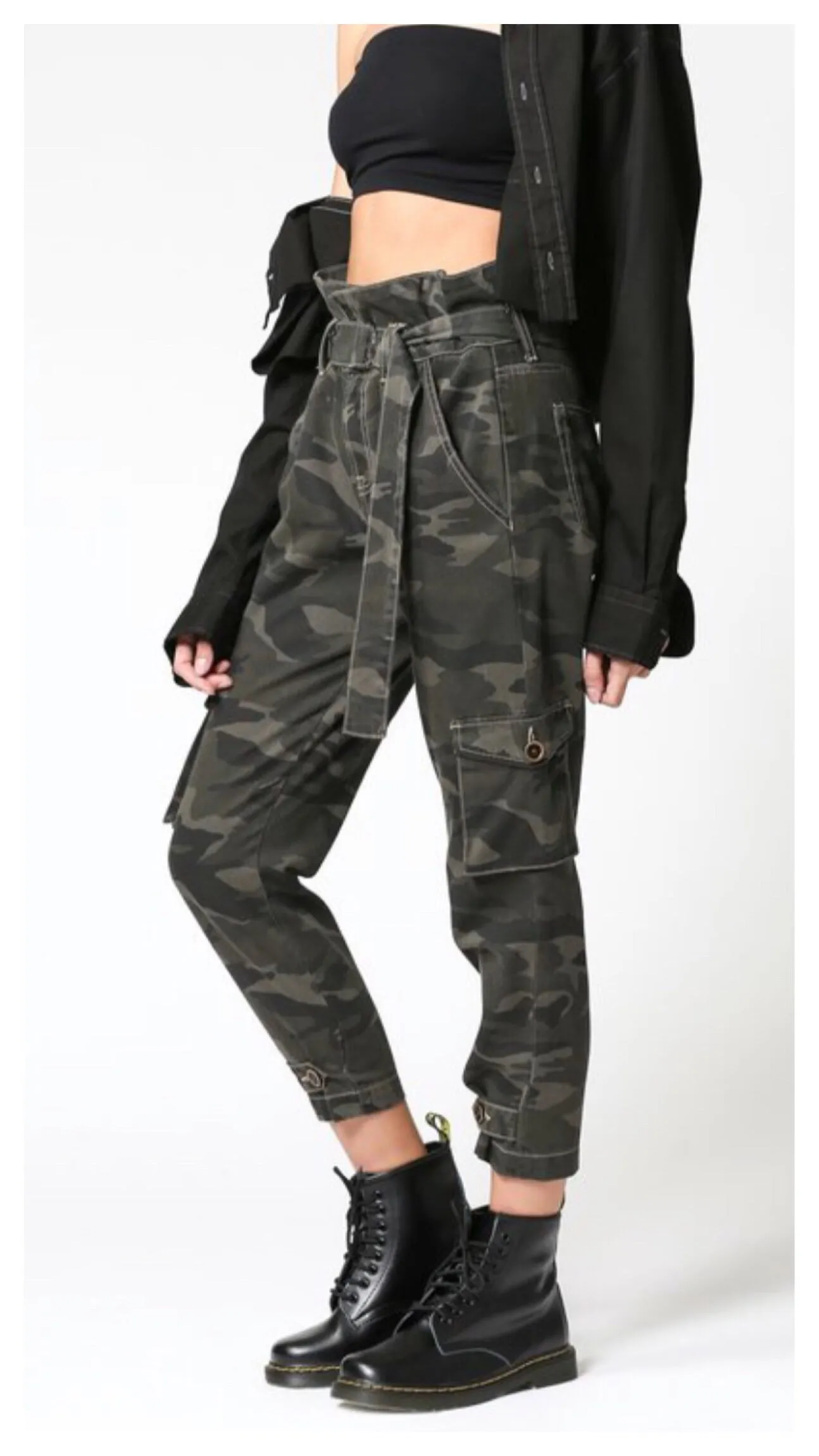 Cute in Camo High Rise Paperbag Jean