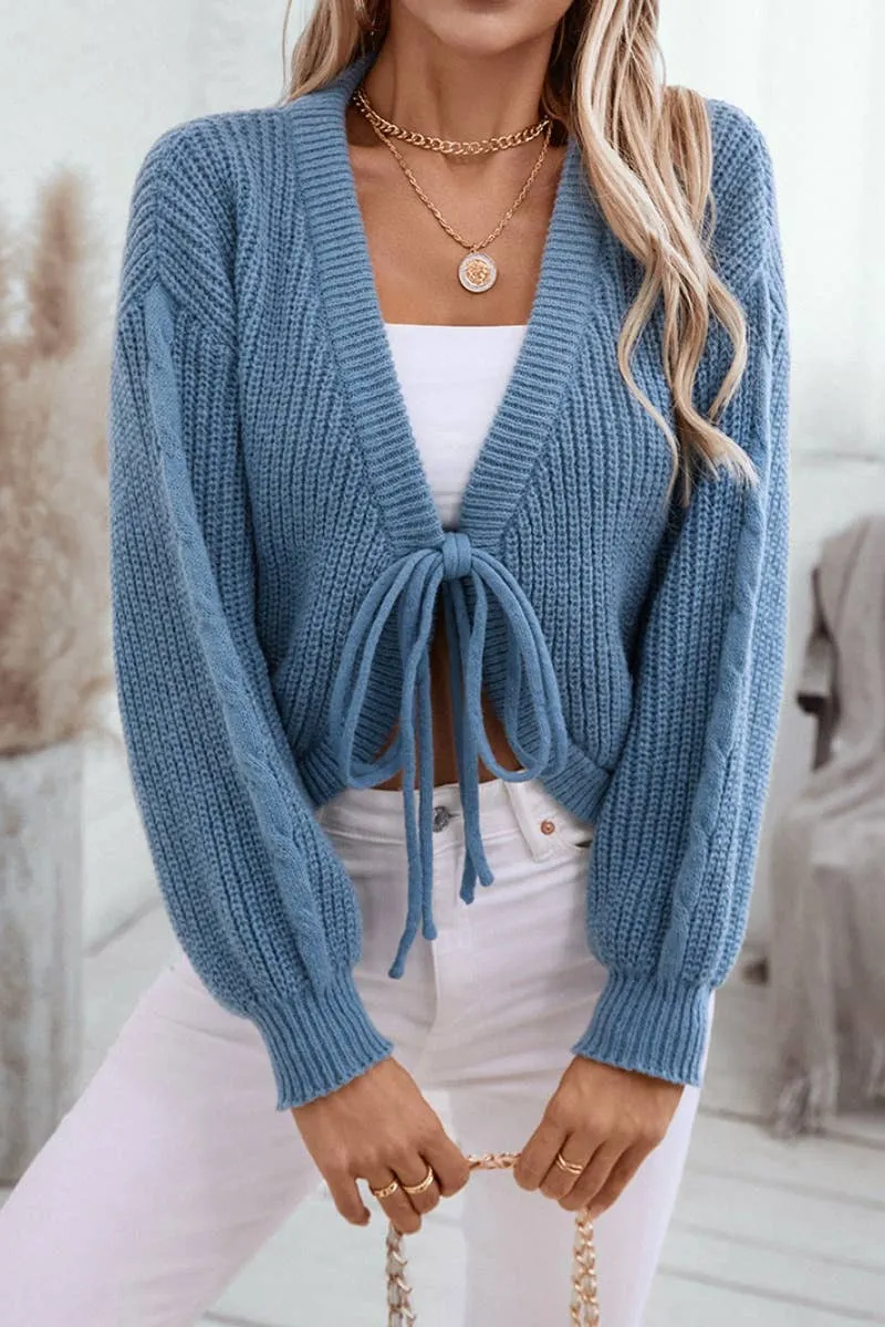 CWOCAL1062_SEXY LACE-UP CARDIGAN SHORT FOR AUTUMN WINTER